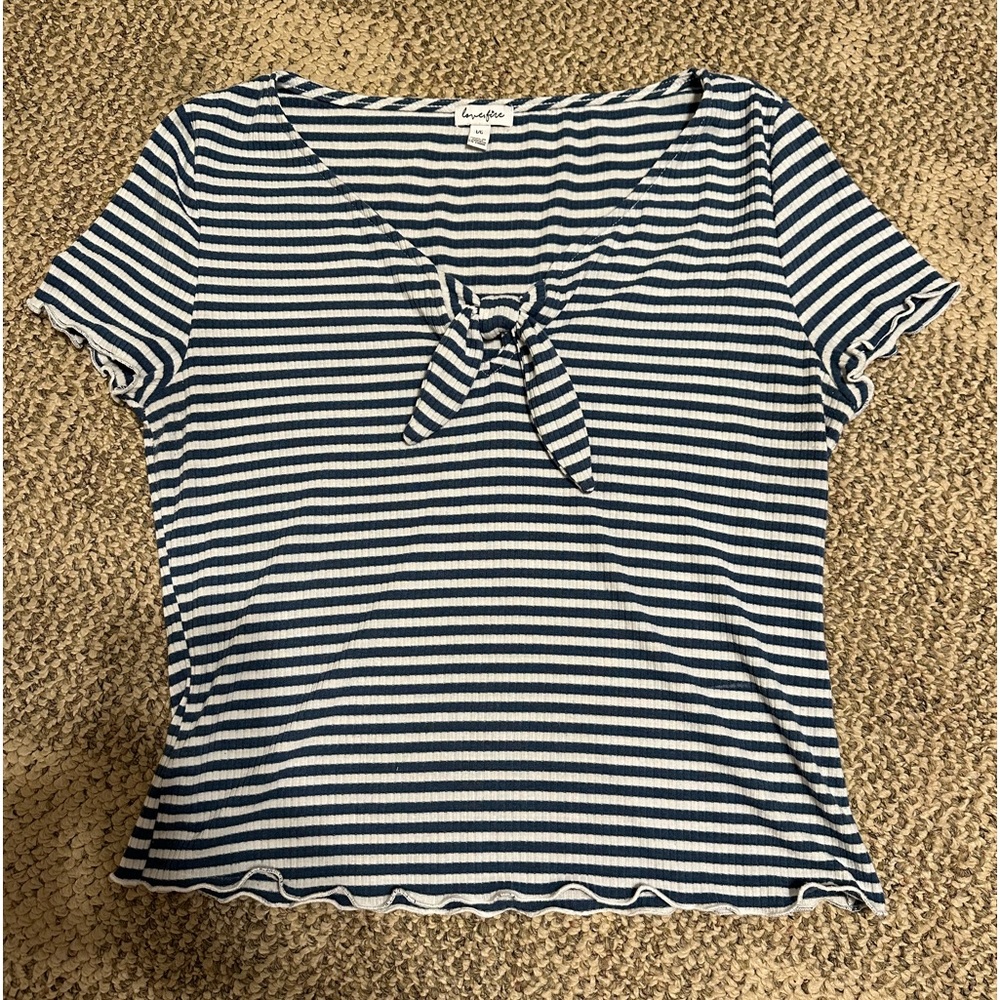 Women’s blue and white striped shirt